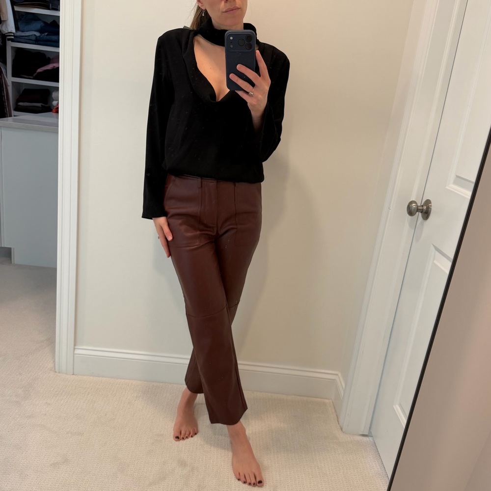 Zara cowl-neck long sleeve shirt with choker detail - black, size s - NWT